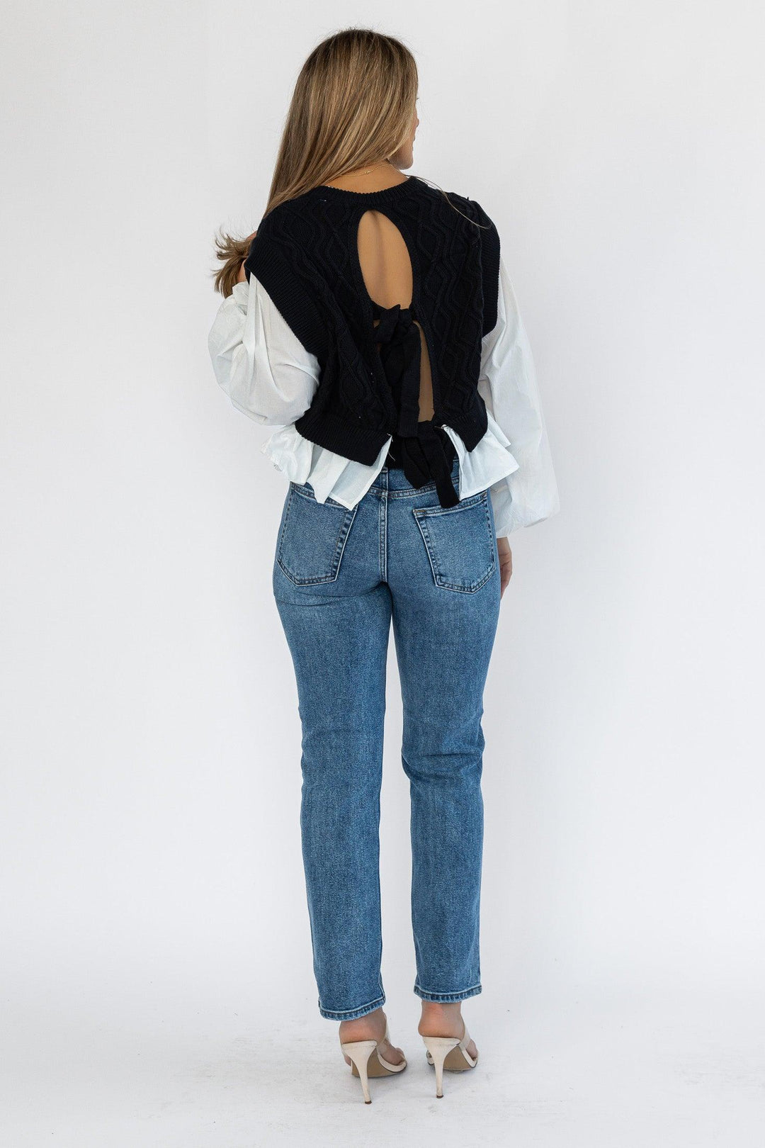 Reeve Black Sweater Poplin Top - Final Sale