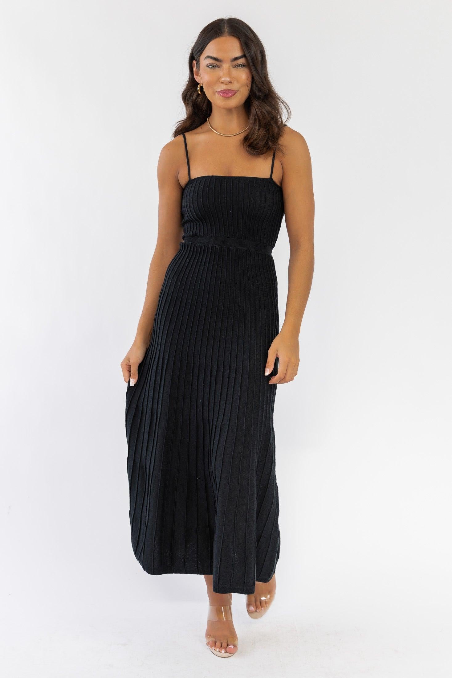 Rosalie Black Knit Maxi Dress