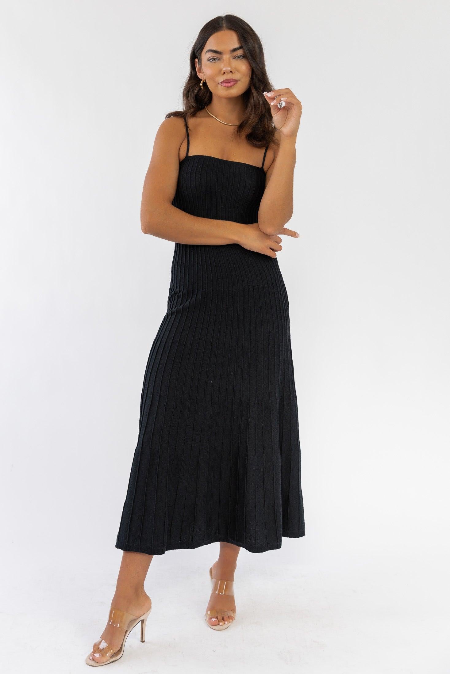 Rosalie Black Knit Maxi Dress