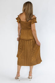 Ruche Me Right Golden Midi Dress