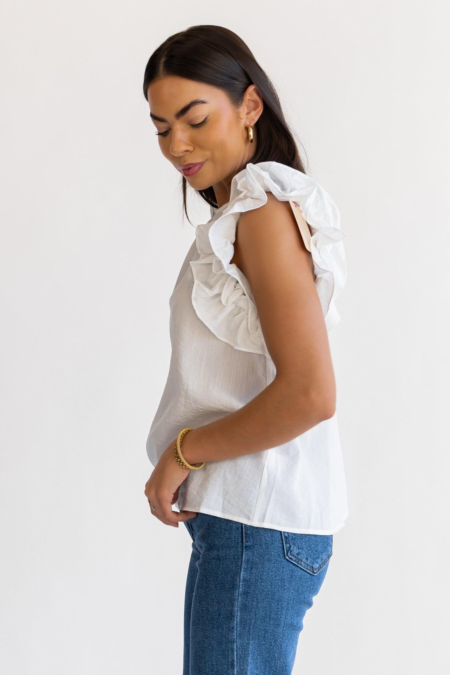 Ruffle Me Up White Top