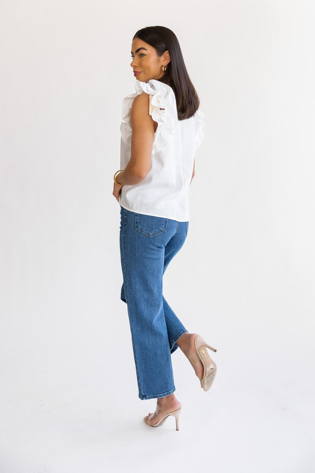 Ruffle Me Up White Top - Final Sale