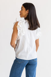 Ruffle Me Up White Top