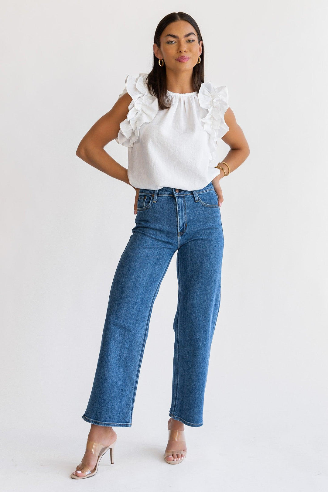 Ruffle Me Up White Top - Final Sale