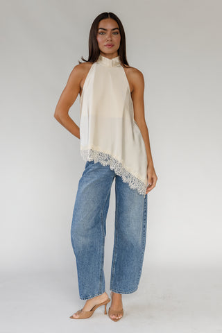 Colette Lace Halter Top - Ecru