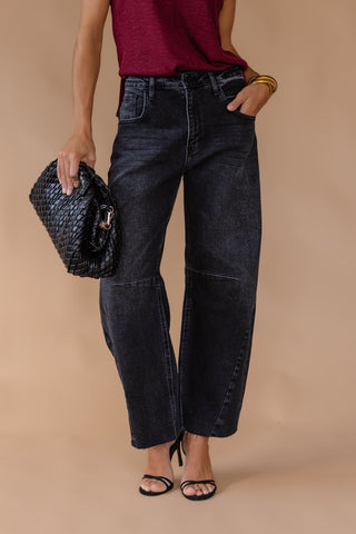 Cosette Barrel Jean - Washed Black