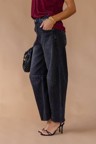 Cosette Barrel Jean - Washed Black