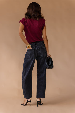 Cosette Barrel Jean - Washed Black