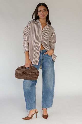 Delphine Stripe Top - Brown
