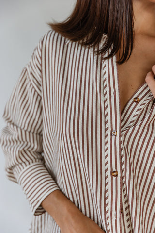 Delphine Stripe Top - Brown