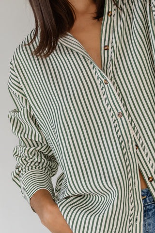 Delphine Stripe Top - Olive