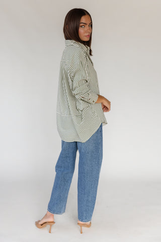 Delphine Stripe Top - Olive