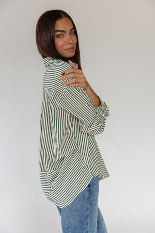 Delphine Stripe Top - Olive