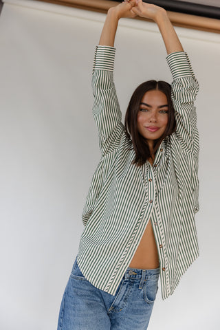 Delphine Stripe Top - Olive