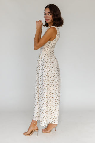 Fable Floral Midi Dress - Cream - Preorder