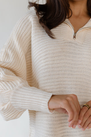 Greyson Half Zip Sweater - Cream