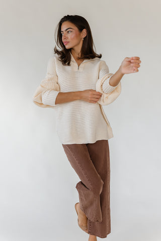 Greyson Half Zip Sweater - Cream