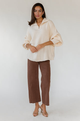 Greyson Half Zip Sweater - Cream
