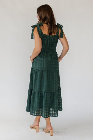 Hazel Checkered Midi Dress - Green