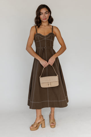 Sorelle Belted Midi Dress - Olive