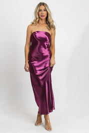 Satin Siren Tube Maxi Dress - Magenta  JO+CO