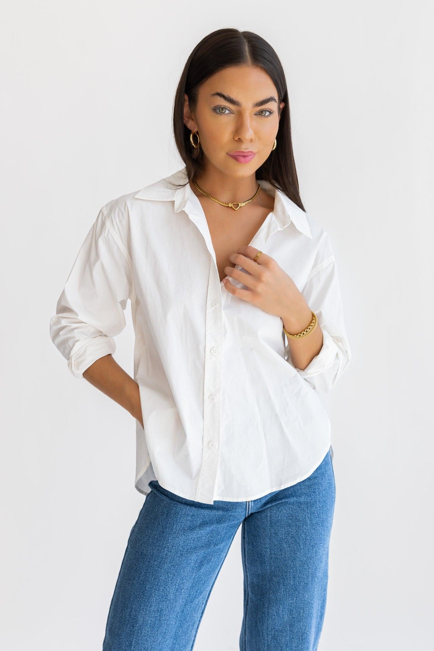 Selenia White Poplin Shirt - Final Sale