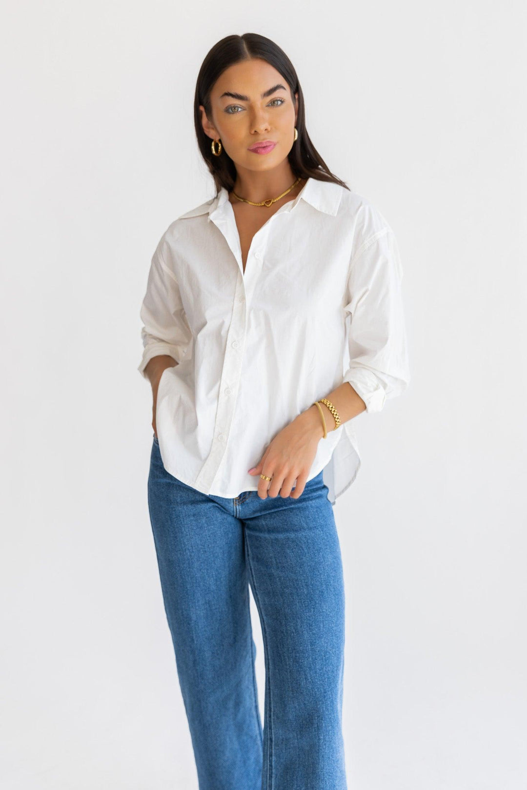 Selenia White Poplin Shirt - Final Sale