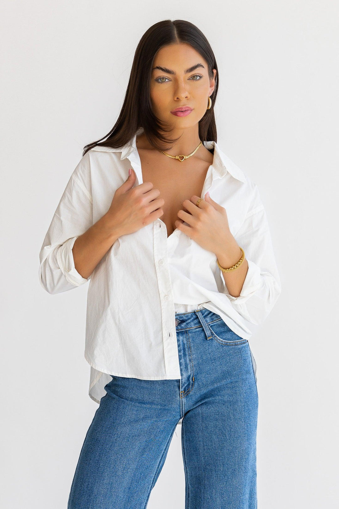 Selenia White Poplin Shirt - Final Sale