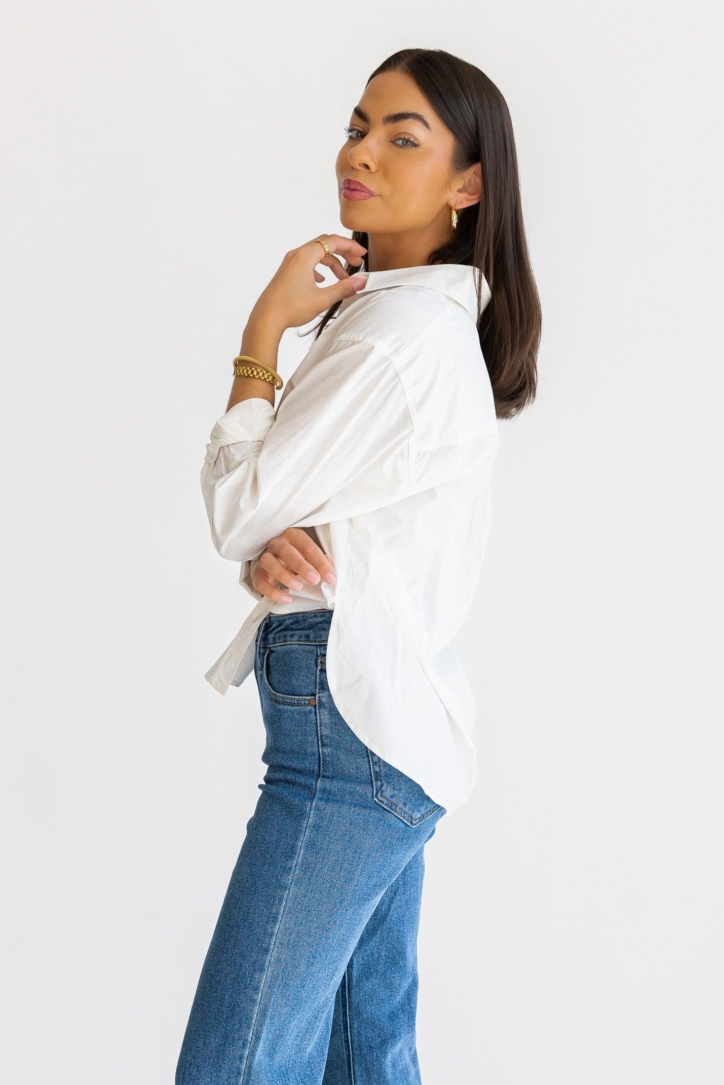 Selenia White Poplin Shirt - Final Sale