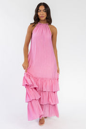 Seren Pink Halter Maxi Dress - Final Sale