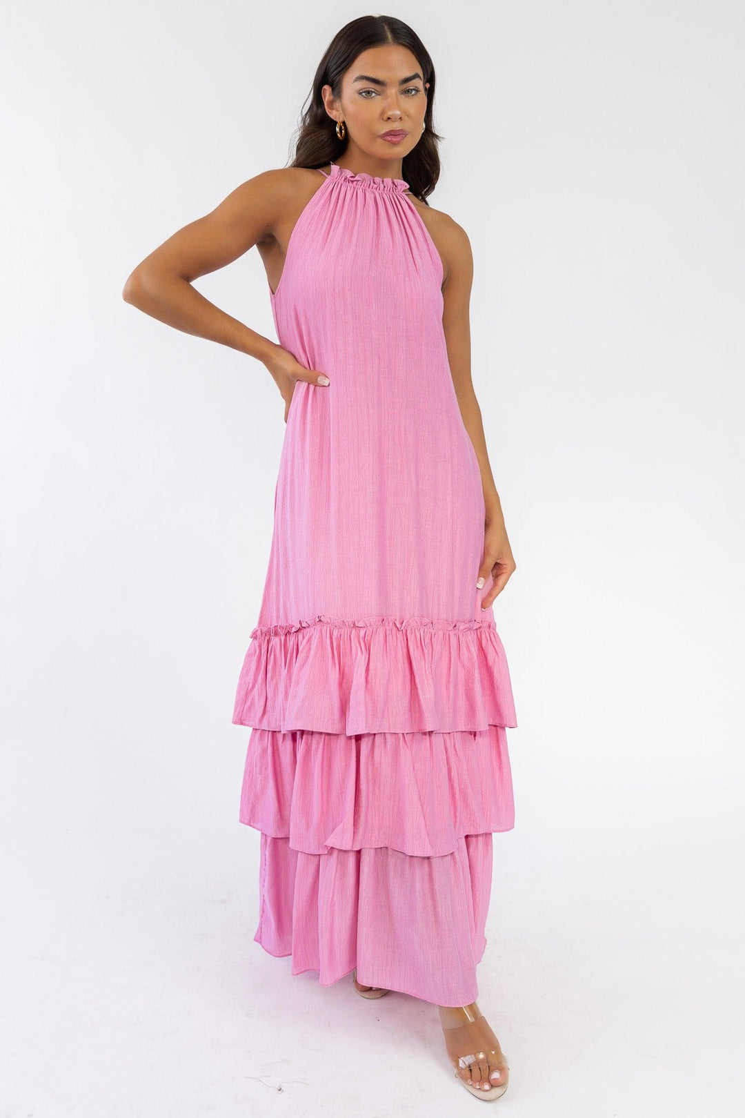 Seren Pink Halter Maxi Dress - Final Sale