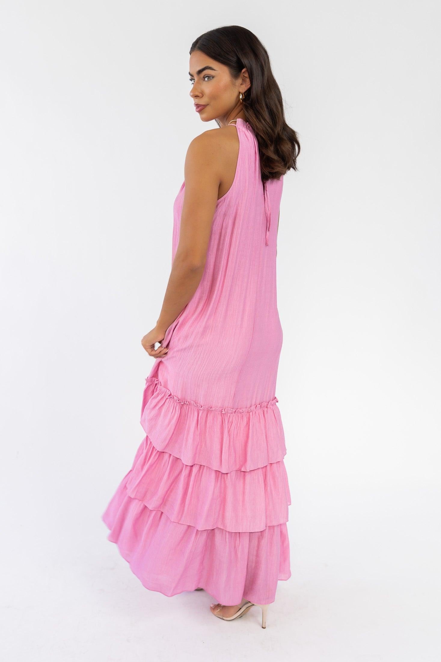 Seren Pink Halter Maxi Dress - Final Sale