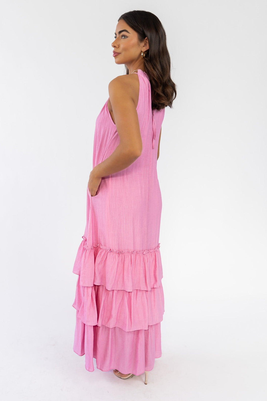 Seren Pink Halter Maxi Dress - Final Sale