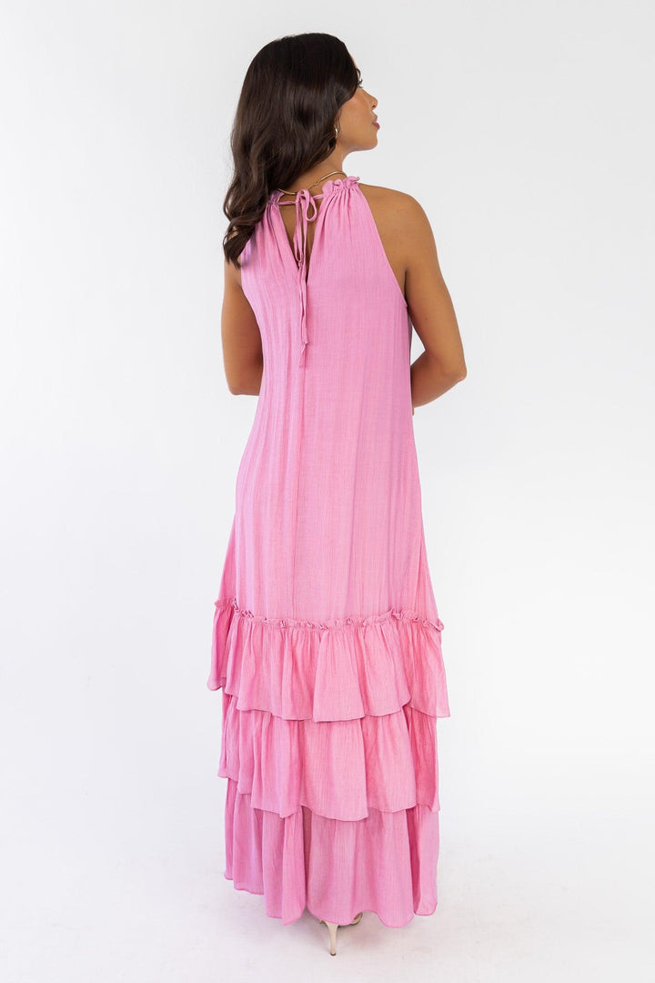 Seren Pink Halter Maxi Dress - Final Sale