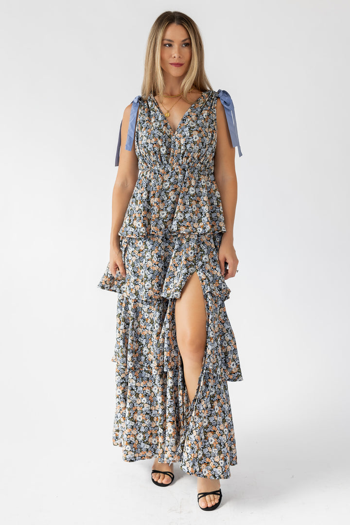 Shaina Black Floral Maxi Dress