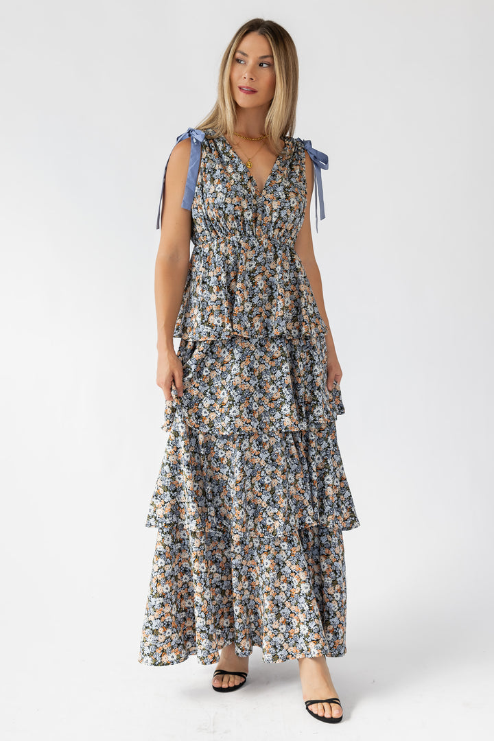 Shaina Black Floral Maxi Dress