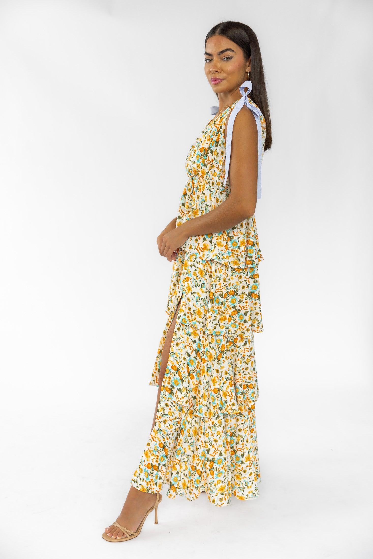 Shaina Cream Floral Maxi Dress - Final Sale