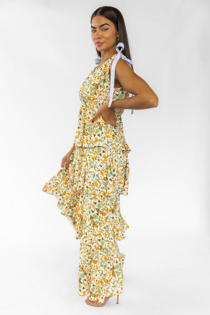 Shaina Cream Floral Maxi Dress - Final Sale