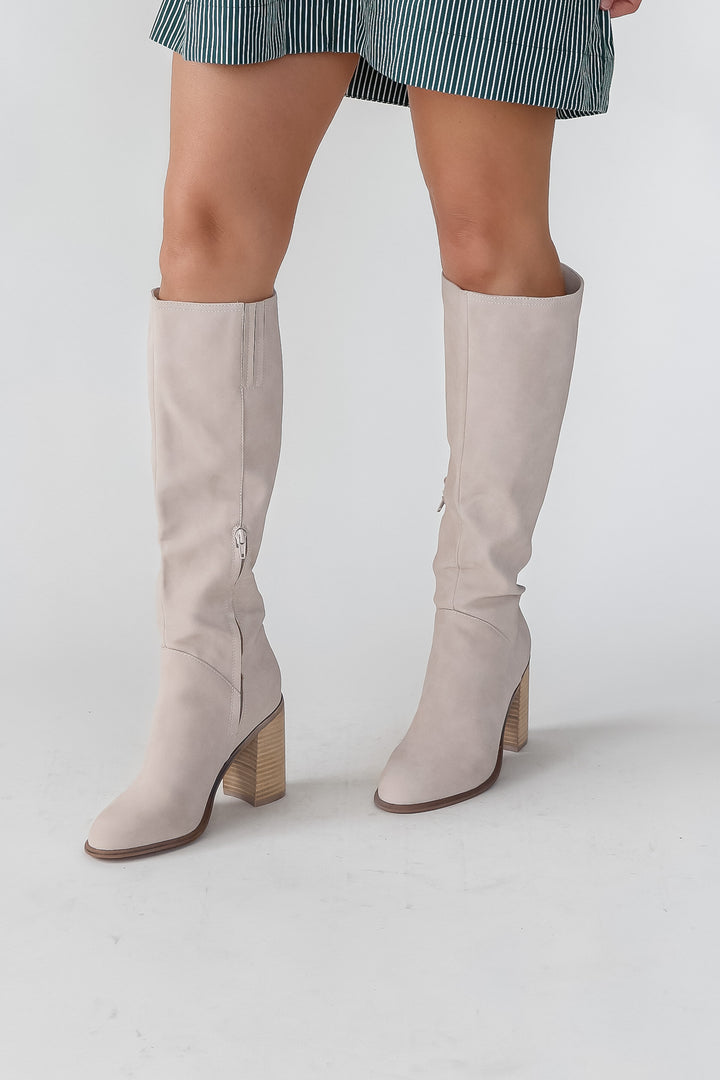 Shiloh Light Grey Block Heel Boot - Final Sale