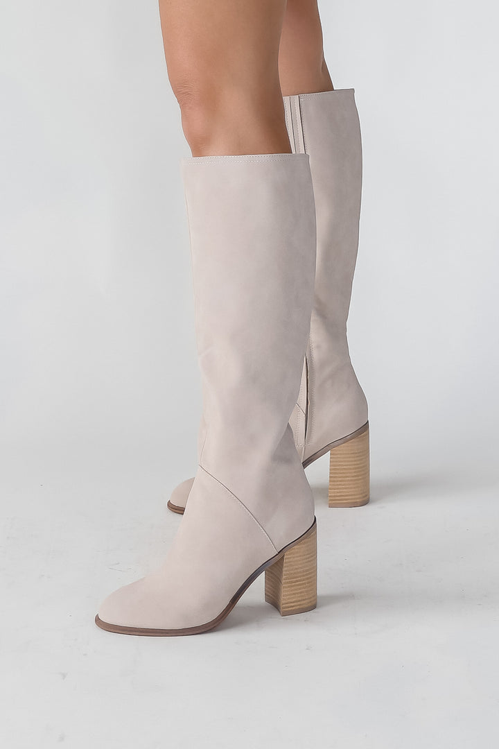 Shiloh Light Grey Block Heel Boot - Final Sale