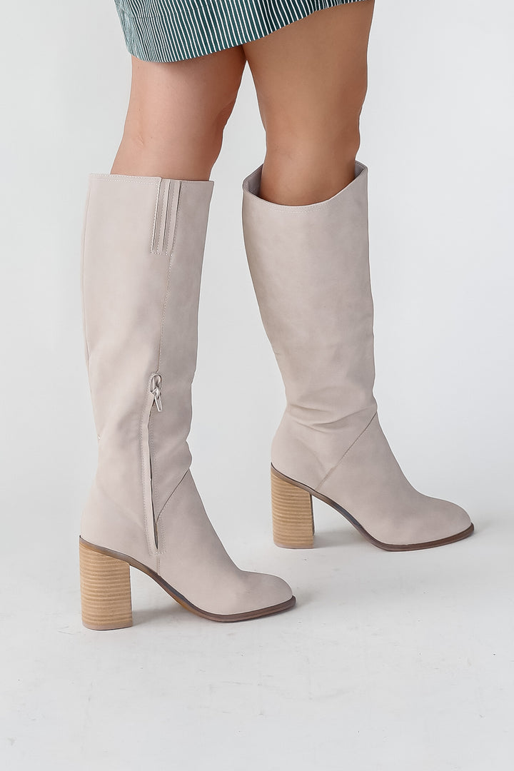 Shiloh Light Grey Block Heel Boot - Final Sale