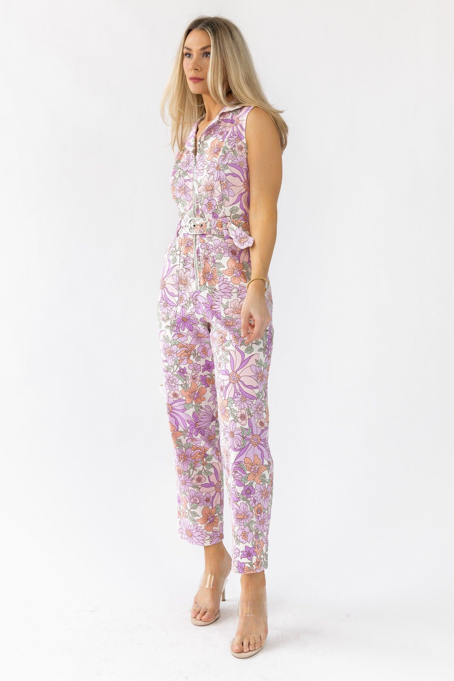 Simona Lavender Floral Jumpsuit - Final Sale