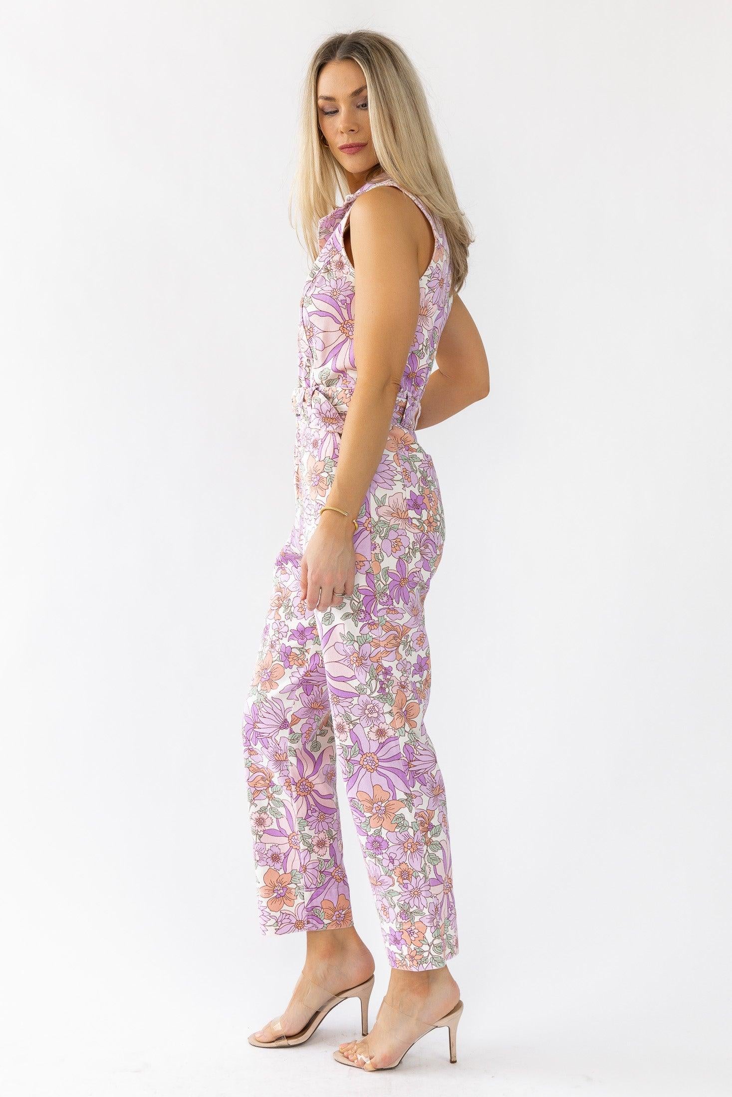 Simona Lavender Floral Jumpsuit - Final Sale