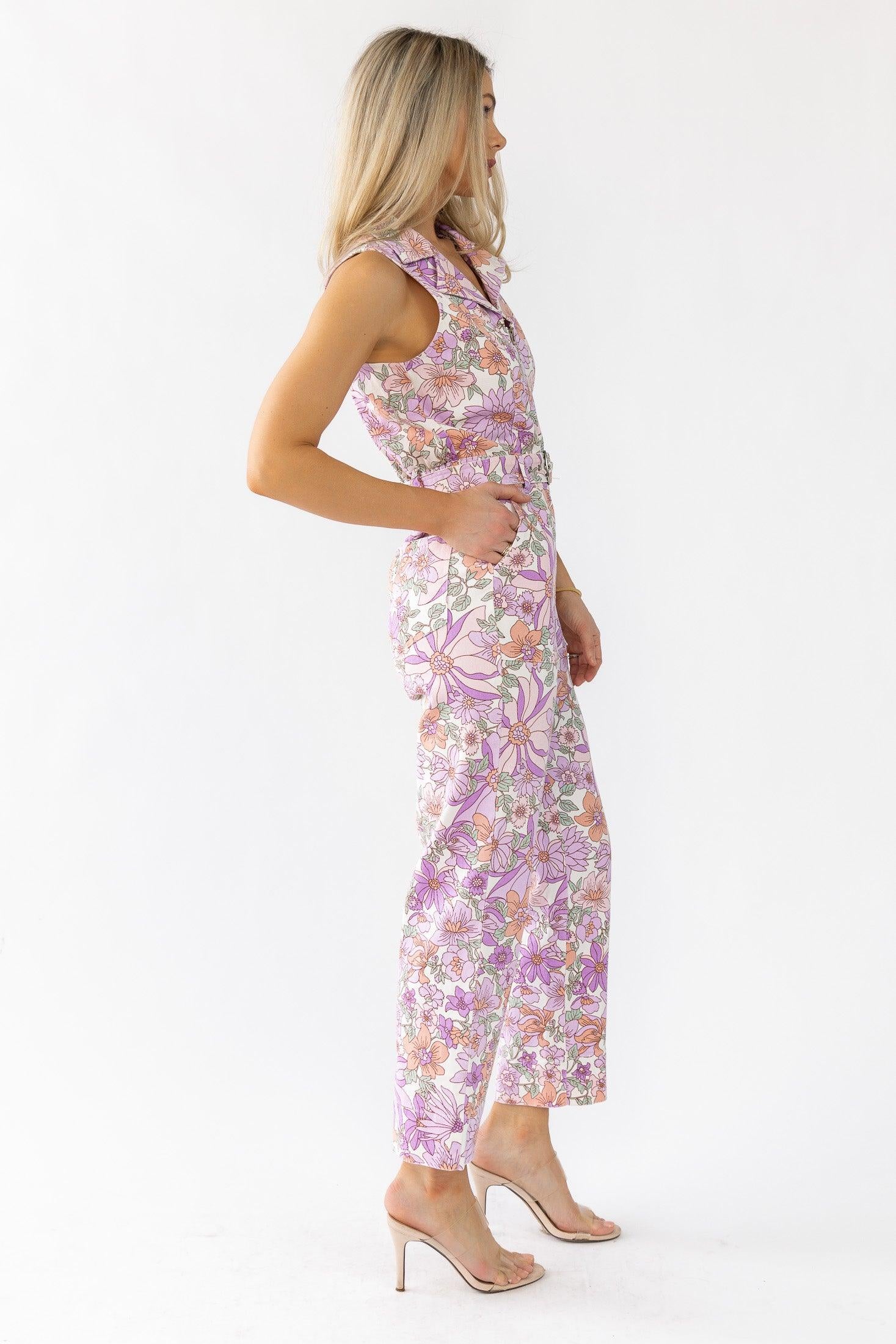 Simona Lavender Floral Jumpsuit - Final Sale