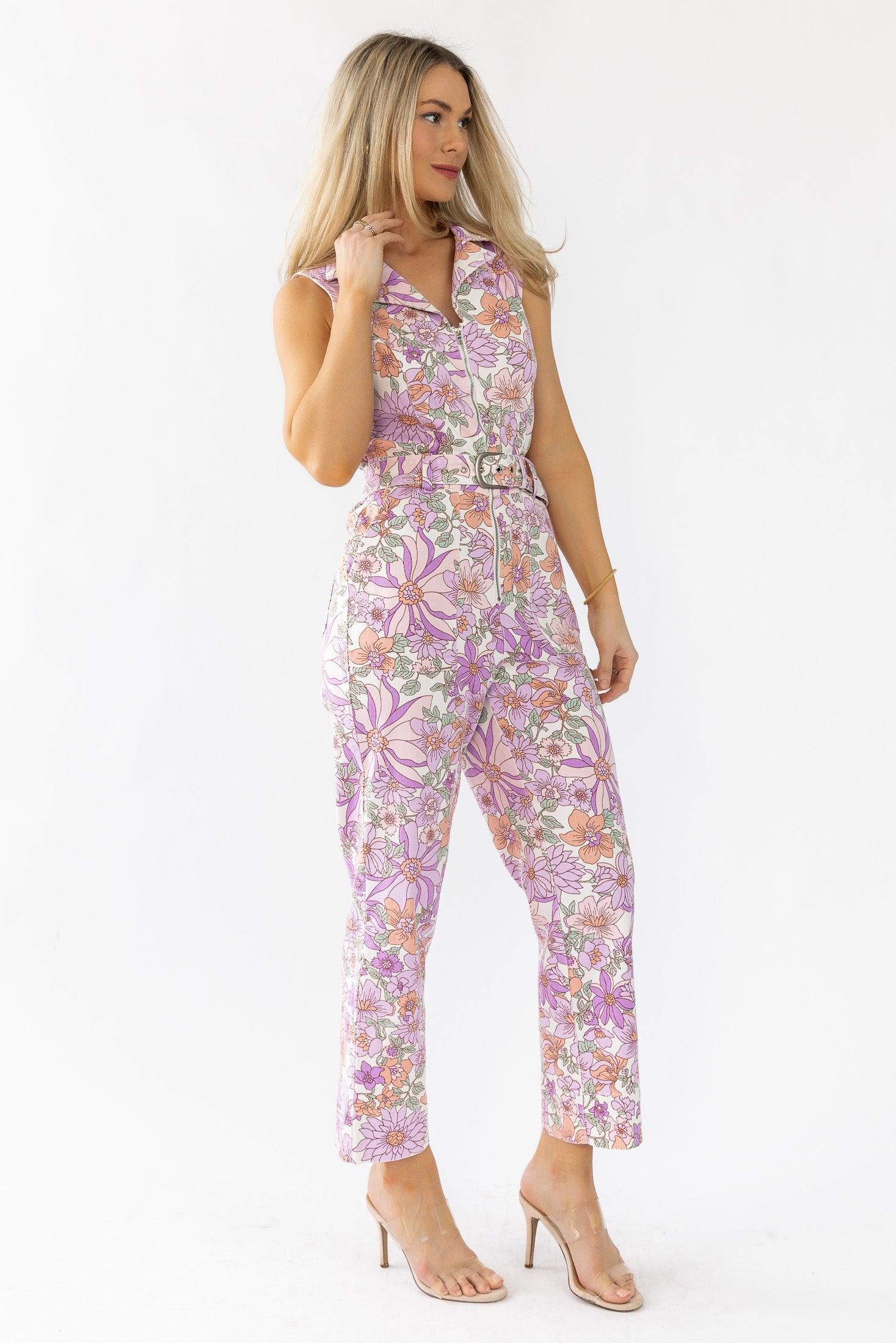 Simona Lavender Floral Jumpsuit - Final Sale