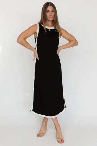 Sloane Midi Dress — Black/Ivory