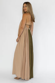 Sorin Olive Color Block Maxi Dress