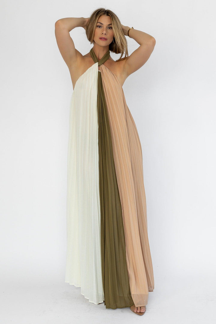 Sorin Olive Color Block Maxi Dress - Final Sale