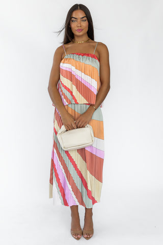 Kandy Stripe Pleated Skirt