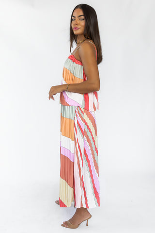 Kandy Stripe Pleated Skirt
